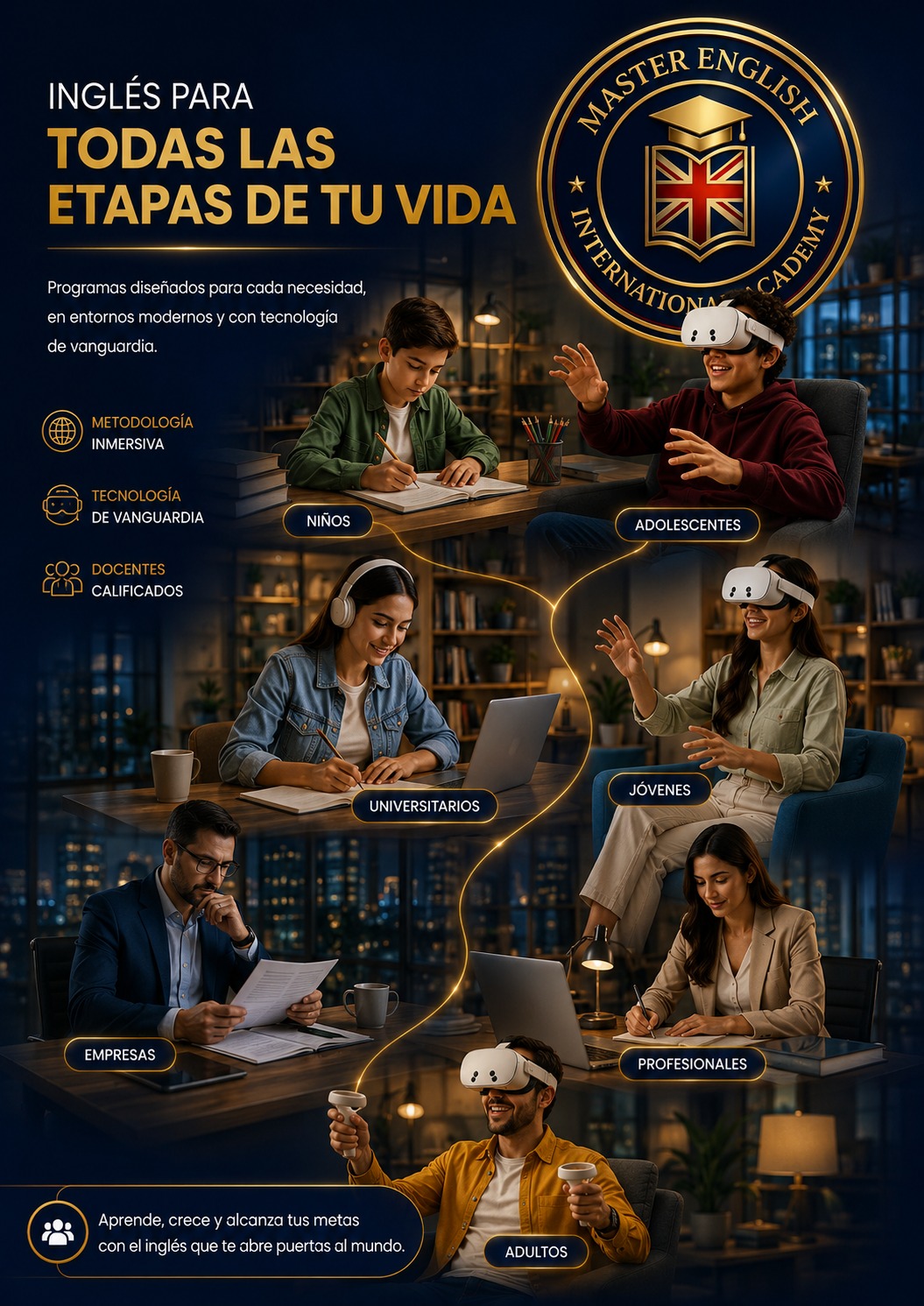 Estudiantes de diferentes etapas en Master English International